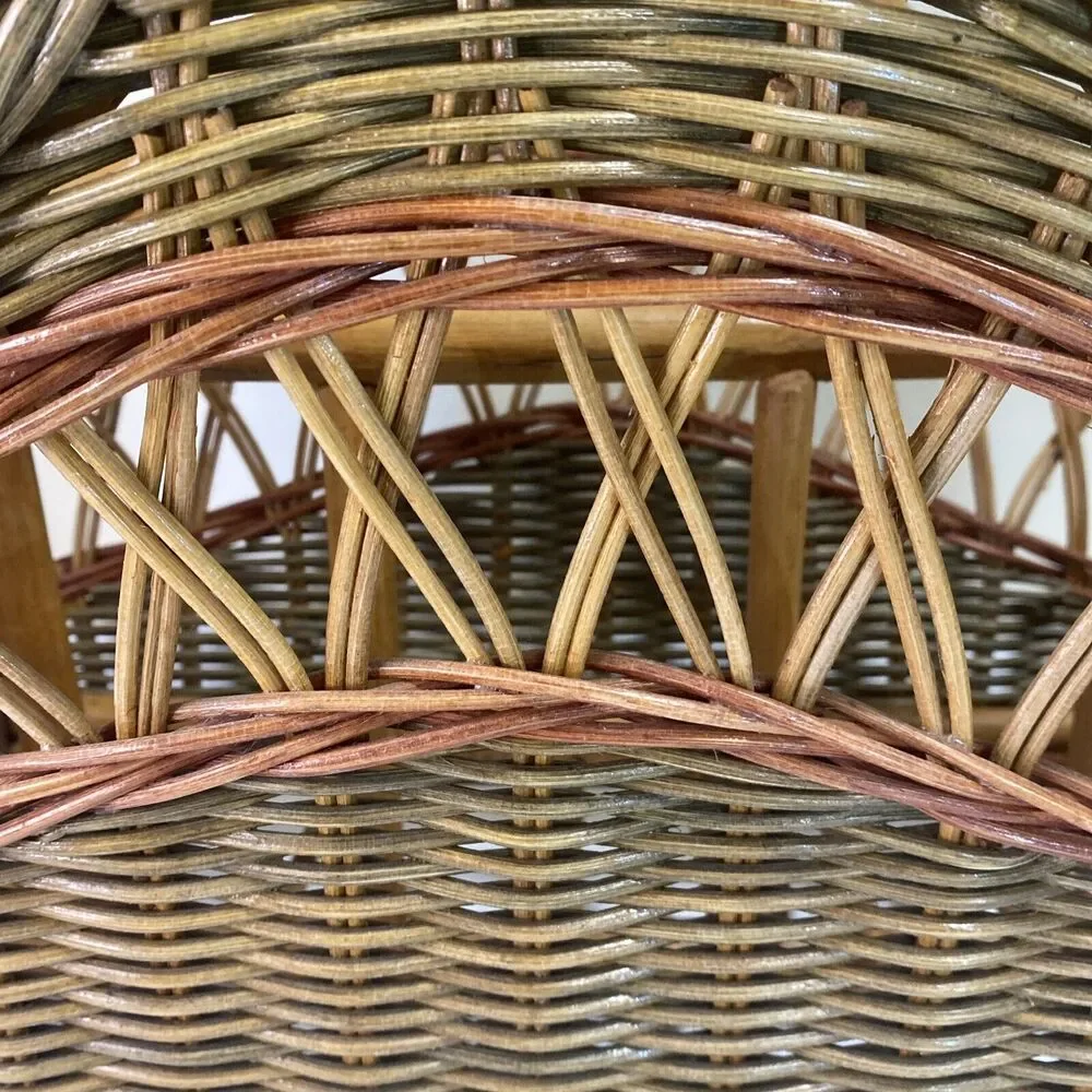 VTG Bent Wood Rattan Bamboo Rack‎ Holder Magazine Towel MCM Boho Decor 19X10x18